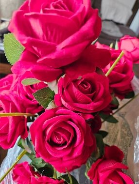 60 Faux Artificial Red Flowers with Stem NEW